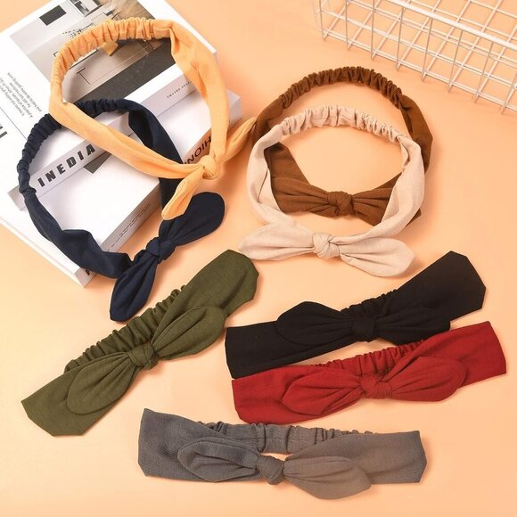 Women Bow Headbands Set of 8 Stretchy Knotted Turban Hair Wraps for Sport - Picture 5 of 7